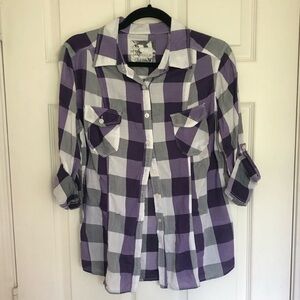 Nollie Purple and White Plaid Button-Up Shirt